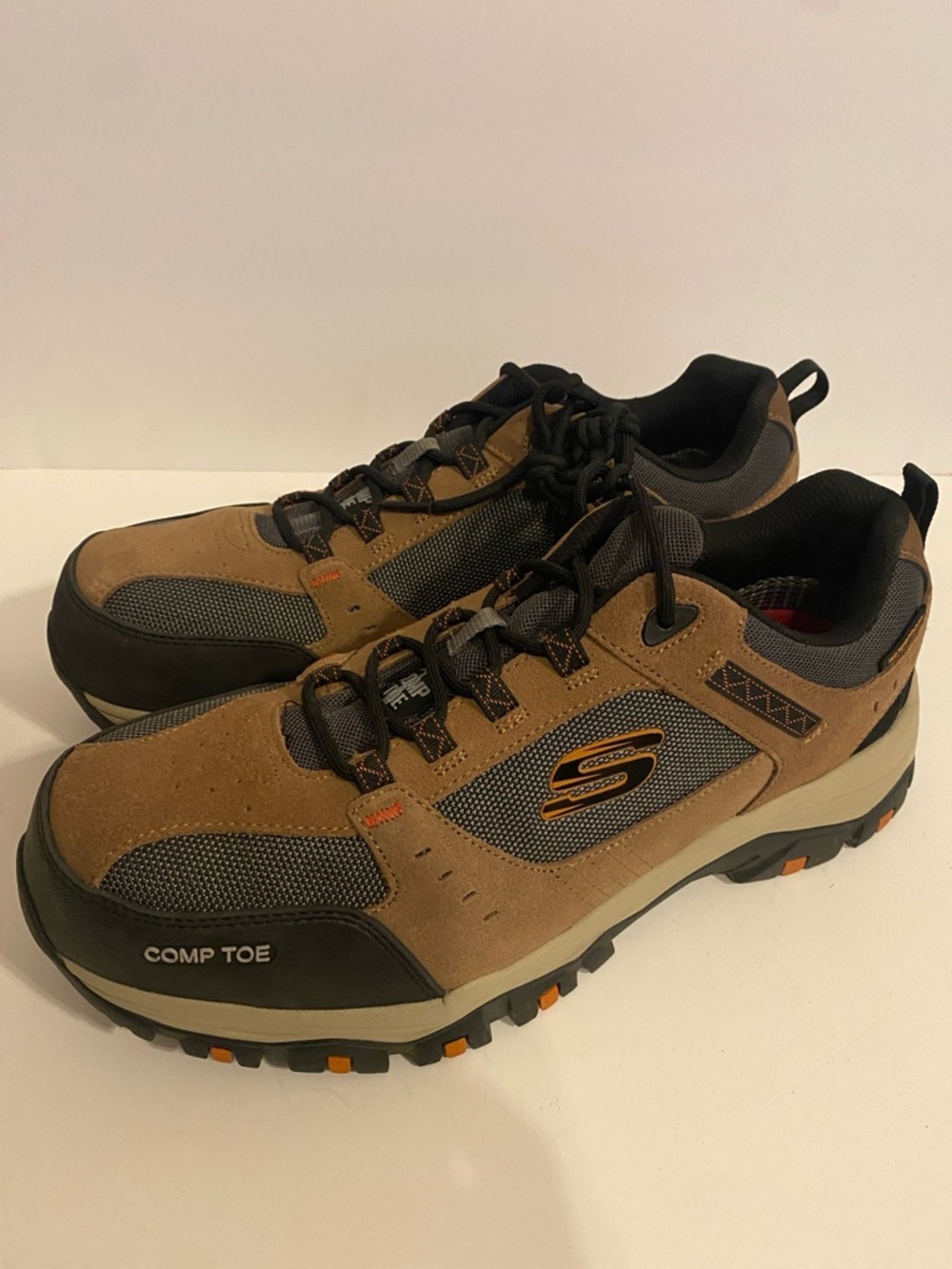 Skechers Men's Greetah Brown & Gray Comp Toe Work Sneakers Size 13